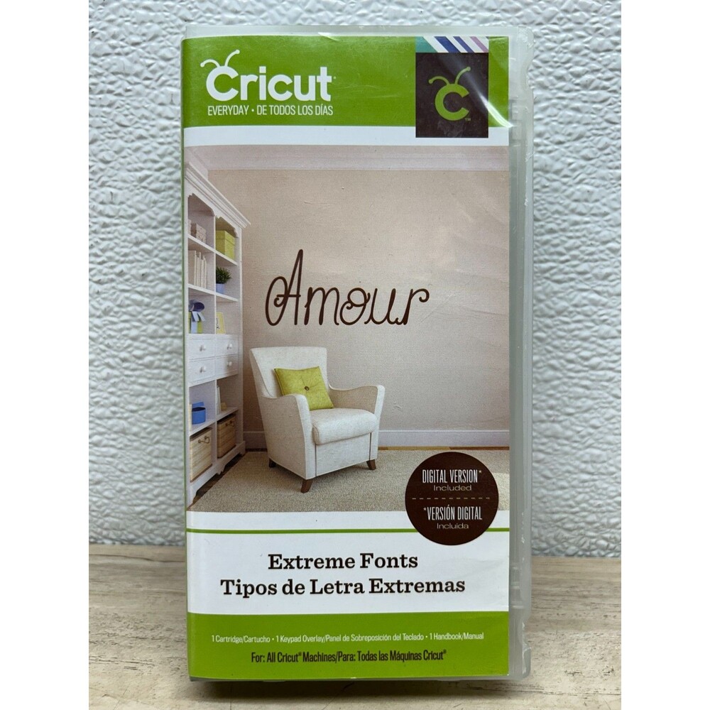 2015 Cricut Amour Extreme Fonts Font Provo Craft Shapes Cartridge Set